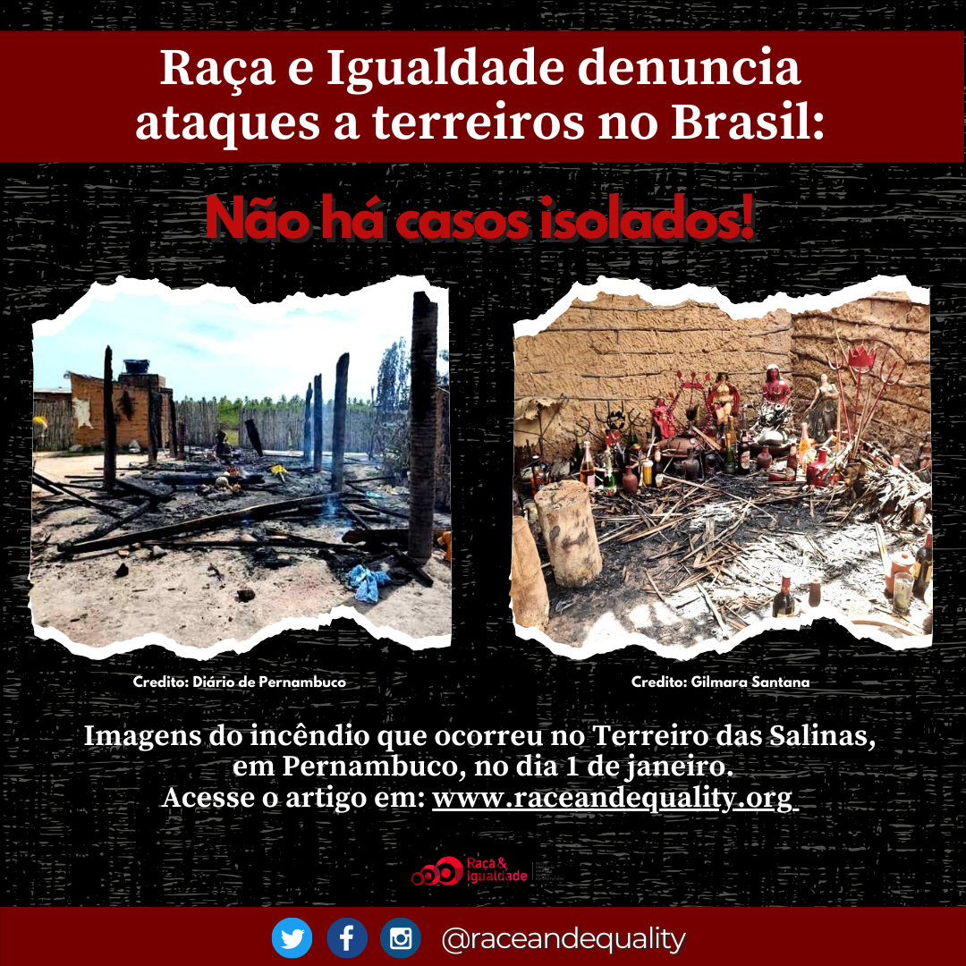 Raça e Igualdade denuncia ataques a terreiros no Brasil